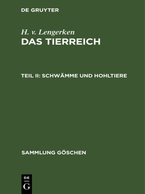 cover image of Schwämme und Hohltiere